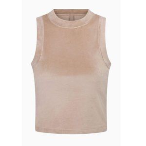 Skims Velour Velvet Crew Neck Sleeveless Tank Top Honey